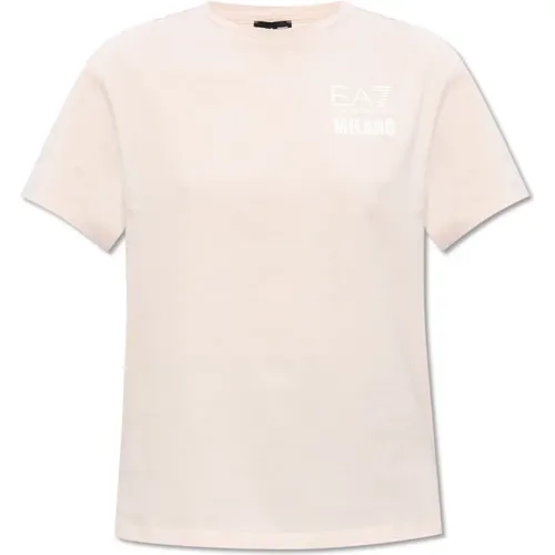 T-Shirt mit Logo , Damen, Größe: S - Emporio Armani EA7 - Modalova