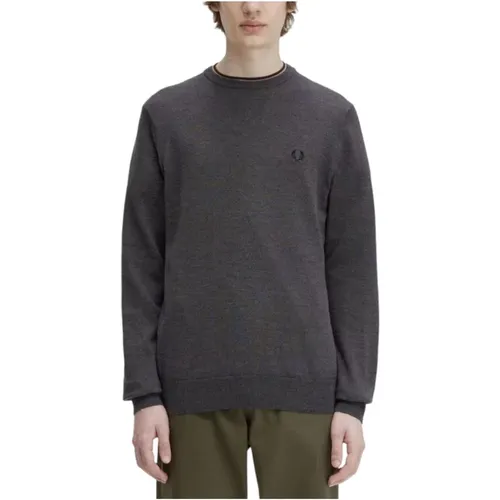 Merinowolle Rundhals Pullover , Herren, Größe: L - Fred Perry - Modalova