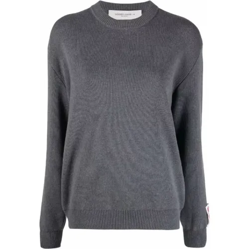 Dark Grey Melange Round Neck Sweater , female, Sizes: S - Golden Goose - Modalova
