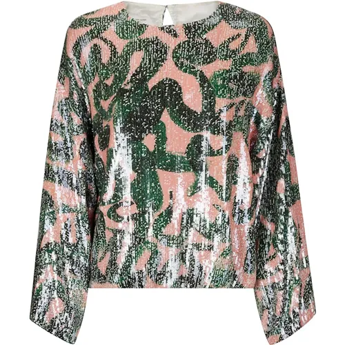 Sequin Long-Sleeved Top with Button Closure , female, Sizes: M - Dries Van Noten - Modalova