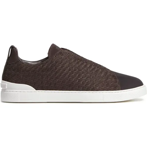 Leder Sneakers Triple Stitch Design - Ermenegildo Zegna - Modalova