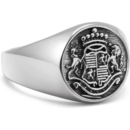 Crest Lion Deer Edelstahl Ring , Herren, Größe: 62 MM - Nialaya - Modalova