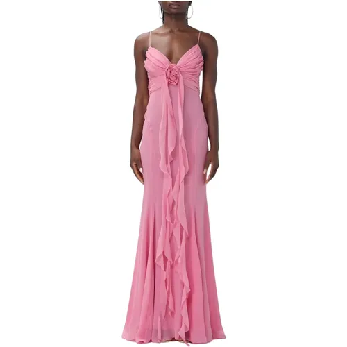 Long Dress with Rose Detail , female, Sizes: S - Blumarine - Modalova