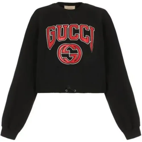 Crop Fleece Back Sweats , Damen, Größe: L - Gucci - Modalova