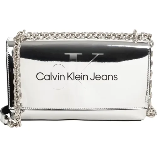 Schultertasche mit verstellbarem Riemen - Einfaches Muster , Damen, Größe: ONE Size - Calvin Klein Jeans - Modalova