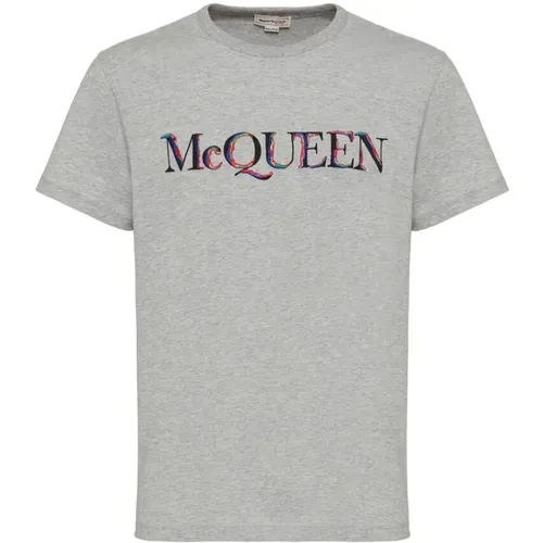 Logo-Embroidered Cotton T-Shirt , male, Sizes: XL, M, L - alexander mcqueen - Modalova