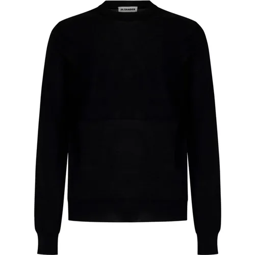 Schwarzer Merinowoll-Crewneck-Pullover,Stylischer Pullover - Jil Sander - Modalova