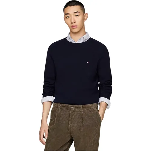 Lambswool Rundhals Pullover , Herren, Größe: M - Tommy Hilfiger - Modalova