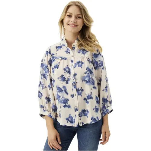 Blue Abstract Print Shirt , female, Sizes: L - IN Front - Modalova