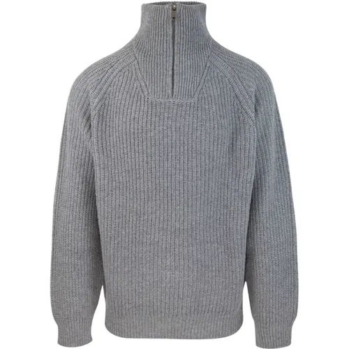 Grauer Gerippter Half Zip Pullover , Herren, Größe: M - Carhartt WIP - Modalova