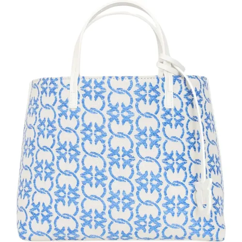 Classic Shopper Bag Beige Blue Gold , female, Sizes: ONE SIZE - pinko - Modalova