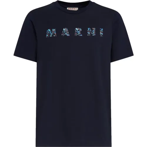 Bedrucktes Logo Baumwoll-T-Shirt , Herren, Größe: XL - Marni - Modalova