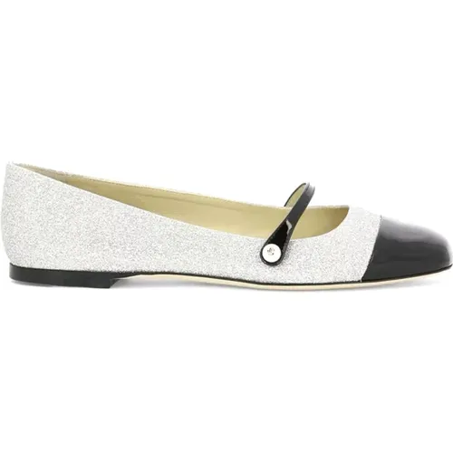 Elegant Black Silver Ballerina Flats , female, Sizes: 3 UK, 5 1/2 UK, 4 1/2 UK, 6 UK, 4 UK, 7 UK, 6 1/2 UK - Jimmy Choo - Modalova