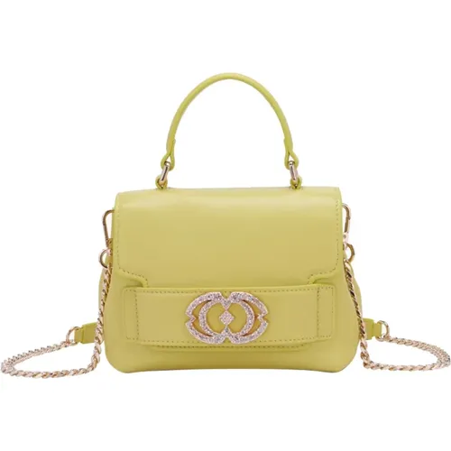 Gelbe Handtasche mit Strass-Logo - La Carrie - Modalova