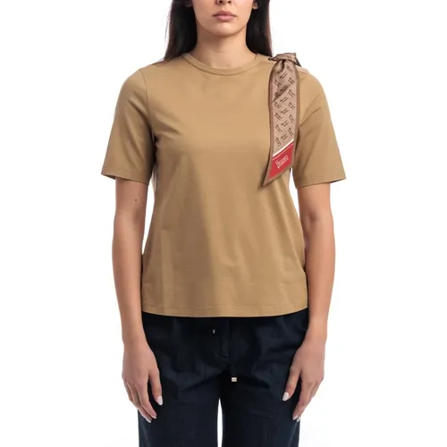 T-Shirt aus Superfeiner Baumwollstretch mit Schal , Damen, Größe: S - Herno - Modalova