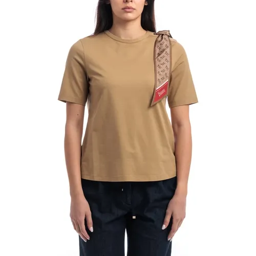 T-Shirt aus Superfeiner Baumwollstretch mit Schal , Damen, Größe: XS - Herno - Modalova