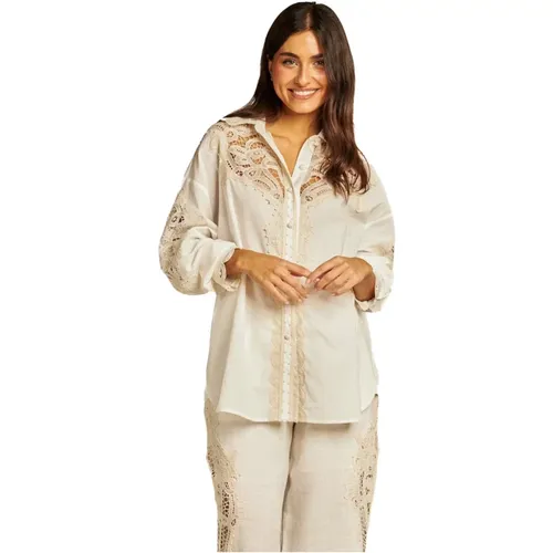 Linen Cotton Openwork Shirt , female, Sizes: M, S, L - Alma en Pena - Modalova