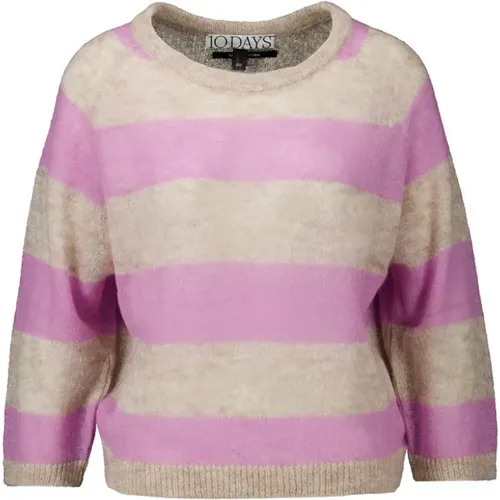 Striped Thin Knit Sweater Purple Women , female, Sizes: S - 10Days - Modalova