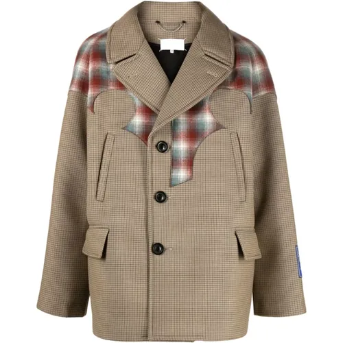 Plaid Check Jacket with Scuba Jersey Panels , male, Sizes: S - Maison Margiela - Modalova
