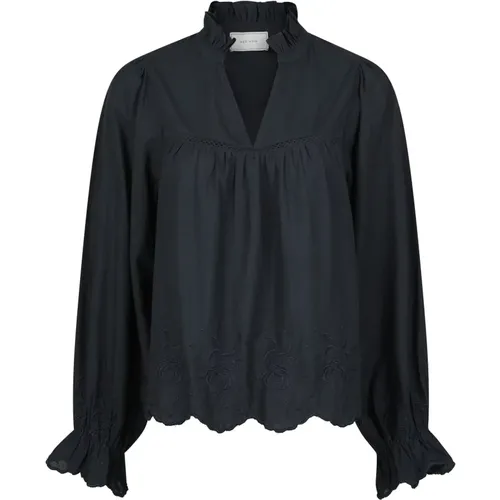 Embroidered Navy Blouse , female, Sizes: XL, L, M, S, XS - NEO NOIR - Modalova