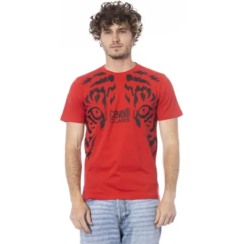 Rotes Logo Print Baumwoll T-Shirt - Cavalli Class - Modalova