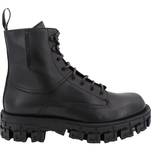 Leather Lace-up Ankle Boots , male, Sizes: 6 UK, 9 UK, 8 UK, 11 UK, 10 UK, 7 UK - Versace - Modalova