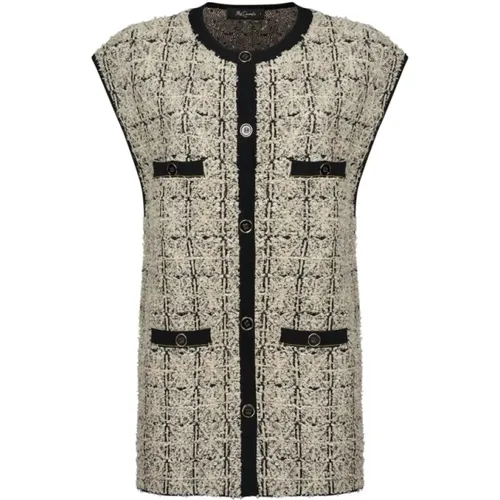 Navy and Ecru Tweed Wool Gilet , male, Sizes: S, M - Mes Demoiselles - Modalova