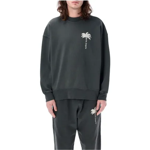 Grey Knitwear Ss24 Sweatshirt Crew Neck , male, Sizes: M, S, XL, L - Palm Angels - Modalova