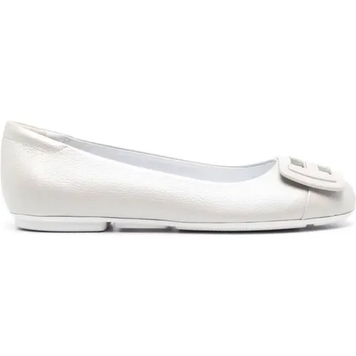 Grey Flat Ballerina Shoes with Glitter Details , female, Sizes: 6 1/2 UK, 4 1/2 UK, 5 1/2 UK - Hogan - Modalova