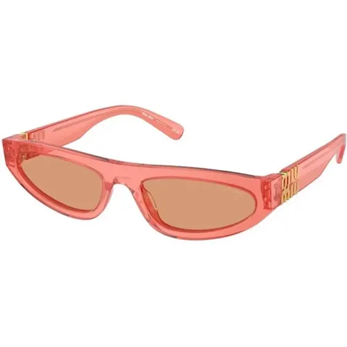 Violet Frame Orange Lens Sunglasses , female, Sizes: 56 MM - Miu Miu - Modalova