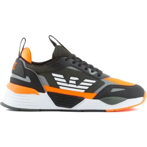 Schwarz Orange Sneaker 2023 Kollektion , Herren, Größe: 41 1/3 EU - Emporio Armani EA7 - Modalova