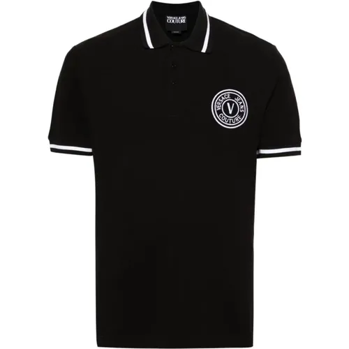 Polo Shirt with V-Emblem Logo , male, Sizes: S - Versace Jeans Couture - Modalova