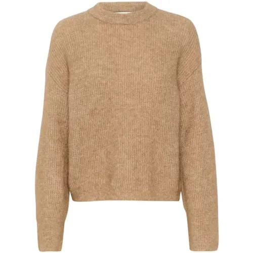 Camel Melange Strickpullover , Damen, Größe: XL - Gestuz - Modalova