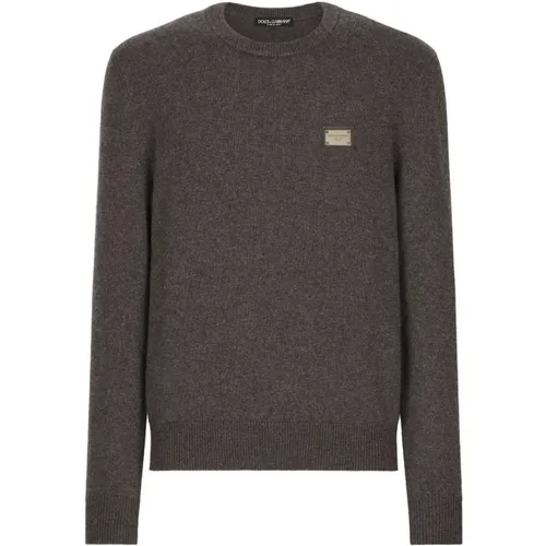 Classic Plaque Sweater , male, Sizes: L, XL - Dolce & Gabbana - Modalova