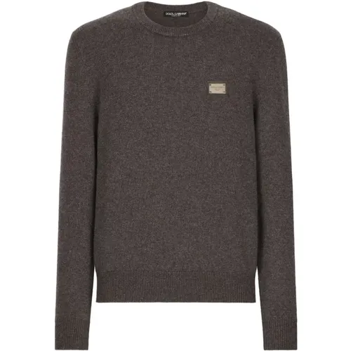 Classic Plaque Sweater , male, Sizes: L, XL, M - Dolce & Gabbana - Modalova