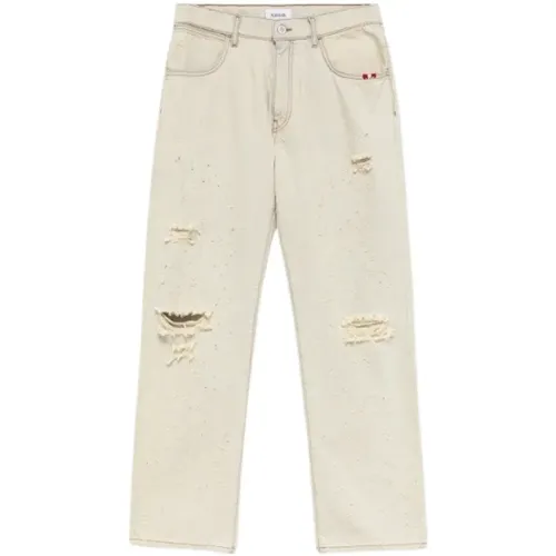 Sand Denim Broken Straight Jeans , male, Sizes: W32, W30, W29, W31 - Amish - Modalova