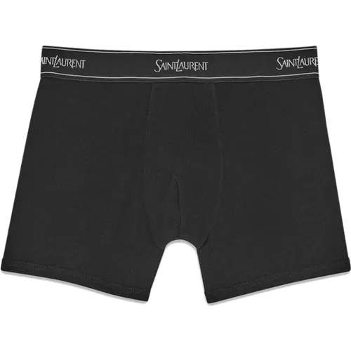 Ribbed Cotton Boxer Shorts , male, Sizes: S, M - Saint Laurent - Modalova