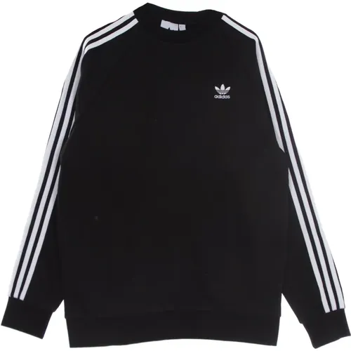 Schwarzer Crew Neck Sweatshirt 3 Streifen , Herren, Größe: XL - Adidas - Modalova