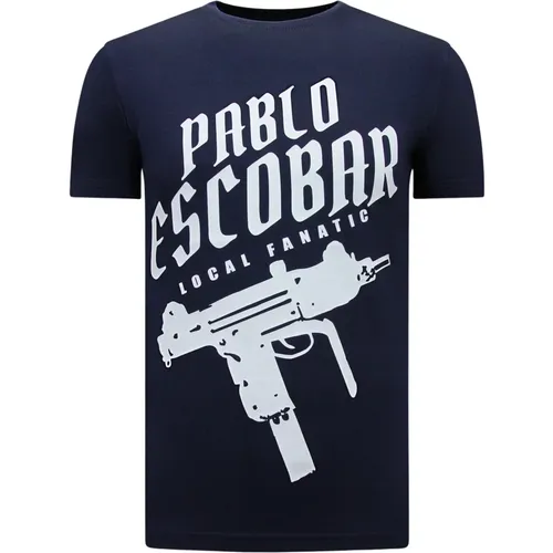Pablo Escobar Uzi Print Herren T-Shirt , Herren, Größe: S - Local Fanatic - Modalova