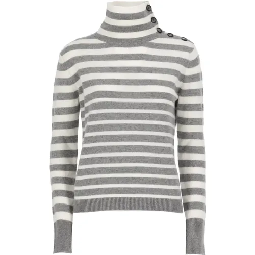 Striped Cashmere Sweater High Neck , female, Sizes: S, M - Vanisé - Modalova