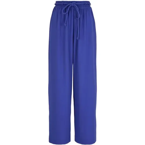 Wide Azzurro Trousers , female, Sizes: M - Emporio Armani - Modalova