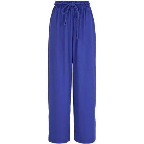 Wide Azzurro Trousers , female, Sizes: S, M - Emporio Armani - Modalova