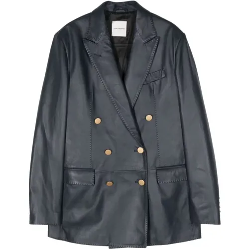Navy Leather Jacket Tagliatore - Tagliatore - Modalova
