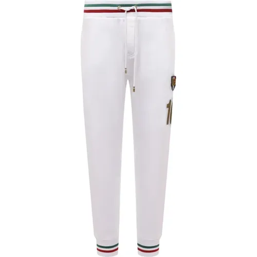 Cotton Trousers with Logo Detail , male, Sizes: L - Dolce & Gabbana - Modalova