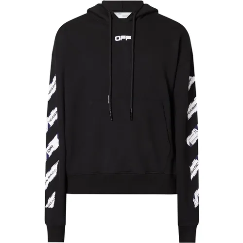 Airport Tape Logo Hoodie in , male, Sizes: XS - Off White - Modalova