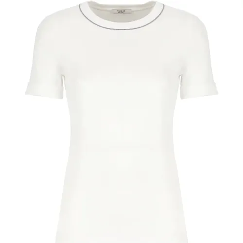 Cotton T-shirt with Round Neck , female, Sizes: S, M - PESERICO - Modalova