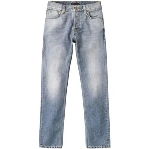 Slim Fit Silber Indigo Jeans , Herren, Größe: W32 - Nudie Jeans - Modalova
