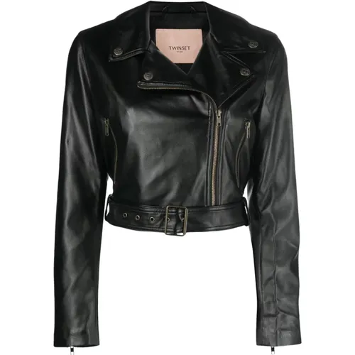 Leather Jacket , female, Sizes: L, XS, XL, M - Twinset - Modalova