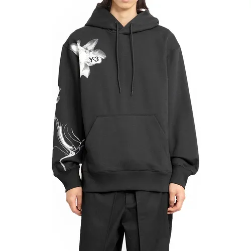 Schwarzer Grafikdruck Hoodie Oversize , Herren, Größe: M - Y-3 - Modalova