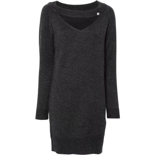 Anthracite Grey Knit Dress with Brooch , female, Sizes: M, S, L - Liu Jo - Modalova